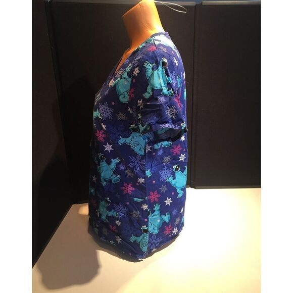 Cookie Monster Sesame Street Scrub Top Size Small - Picture 6 of 11